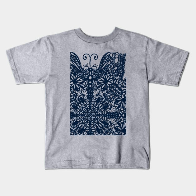 Dark blue lace Kids T-Shirt by ArtKsenia